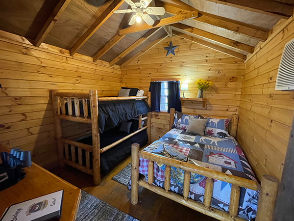 bunk beds, single bed in cabin